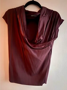 Etro Draped Silk Top in Deep Burgundy